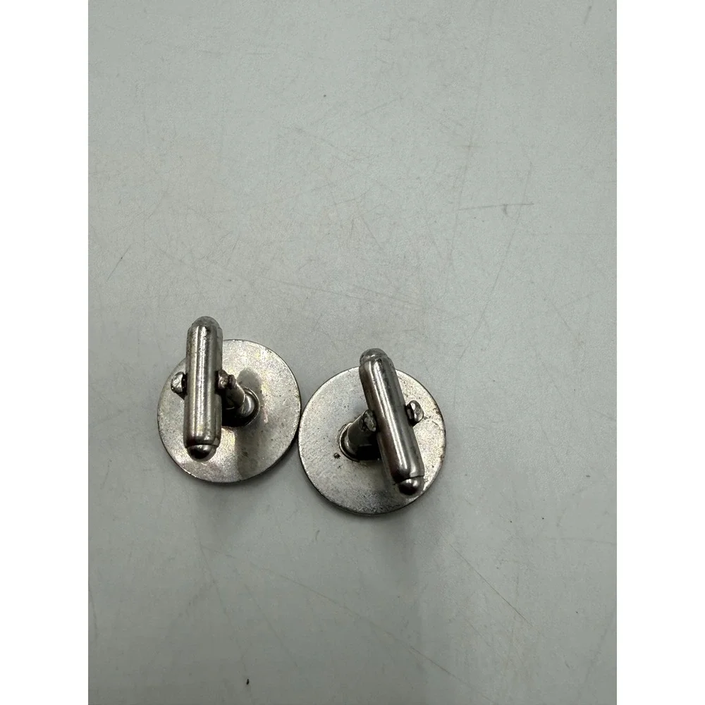 Vintage Monogram JC Silver Tone Round Scrollwork Cufflinks Mens Formal Accessory
